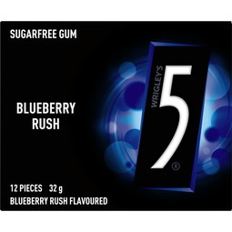 5 Gum BLUEBERRY RUSH Sugarfree Chewing Gum 12 Pieces 32 g image