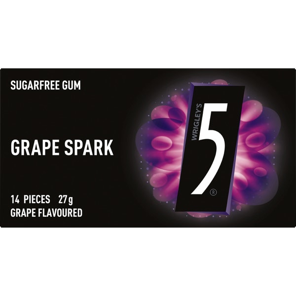 5 Gum GRAPE SPARK Sugarfree Chewing Gum 14 Pieces 27 g